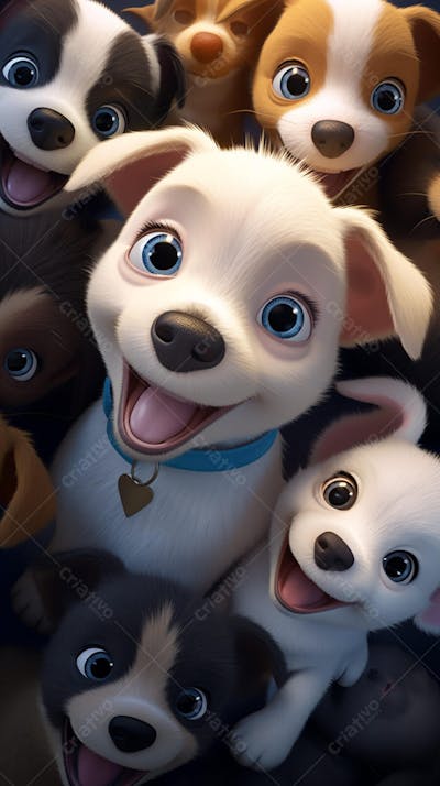 Filhotes de Cachorros Fofos - Imagem Alegre e Encantadora