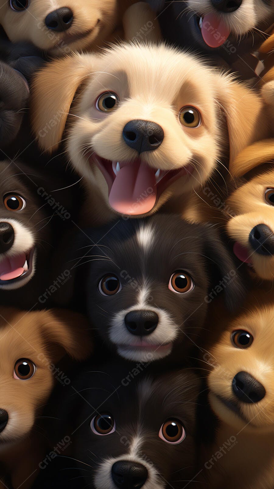 Cachorros fofos agrupados foto estilo 3D