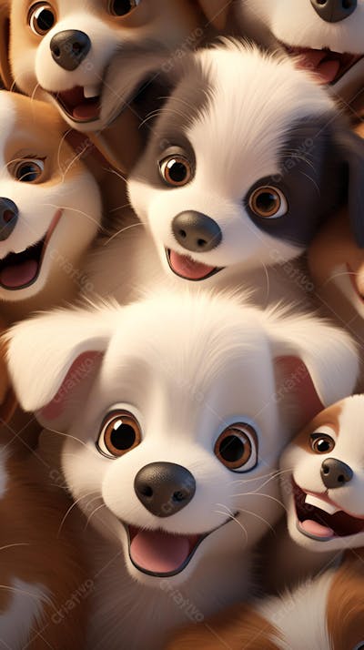 Filhotes de Cachorros Fofos - Imagem Alegre e Encantadora
