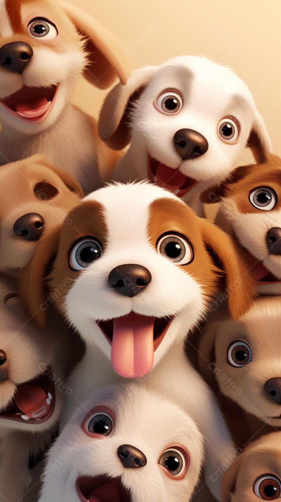 Cachorros fofos em selfie animada