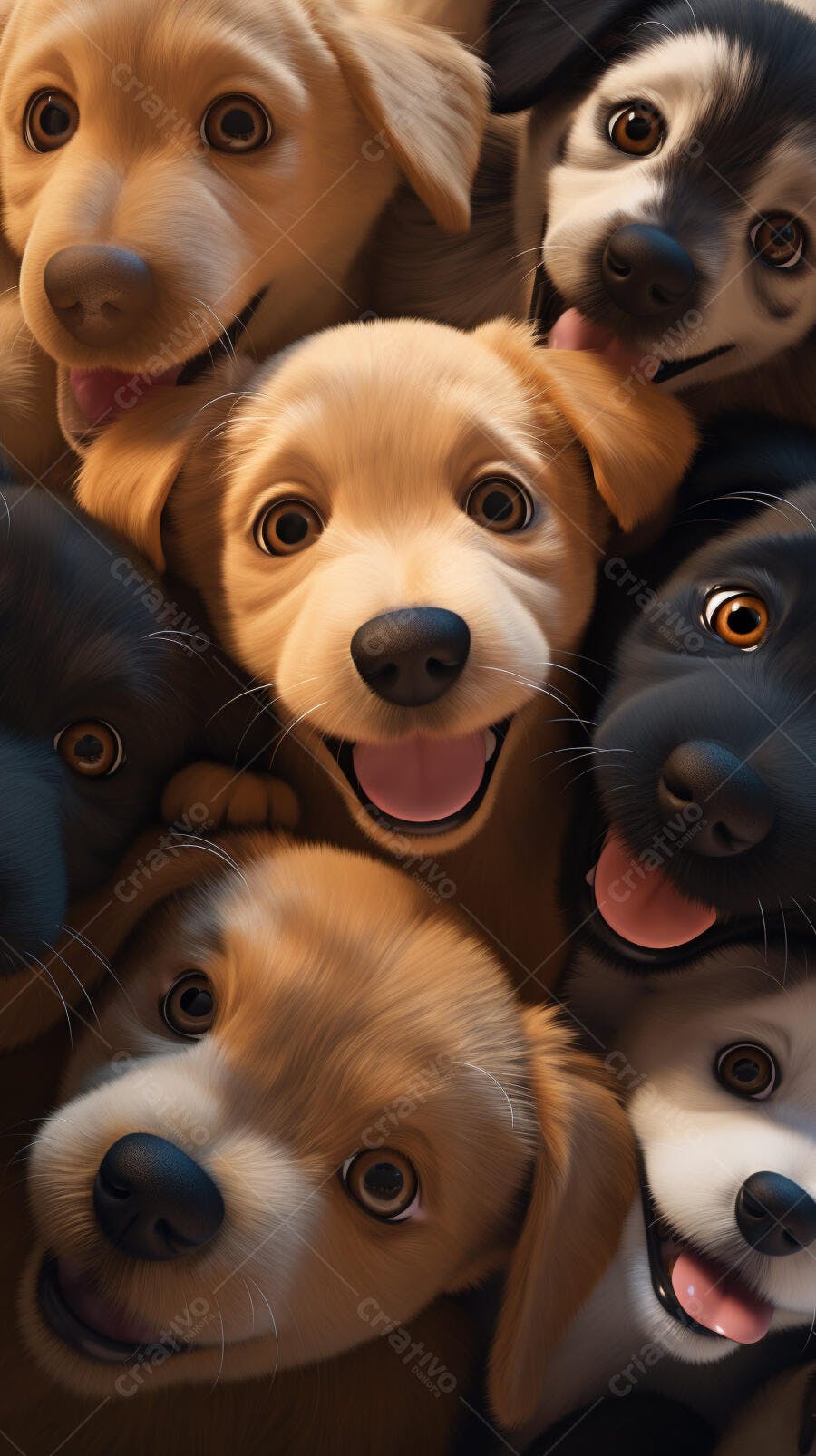 Filhotes de cachorro fofos se amontoando