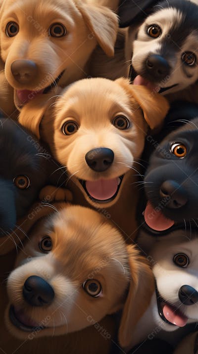 Filhotes de Cachorros Fofos - Imagem Alegre e Encantadora