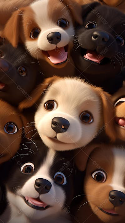 Filhotes de Cachorros Fofos - Imagem Alegre e Encantadora