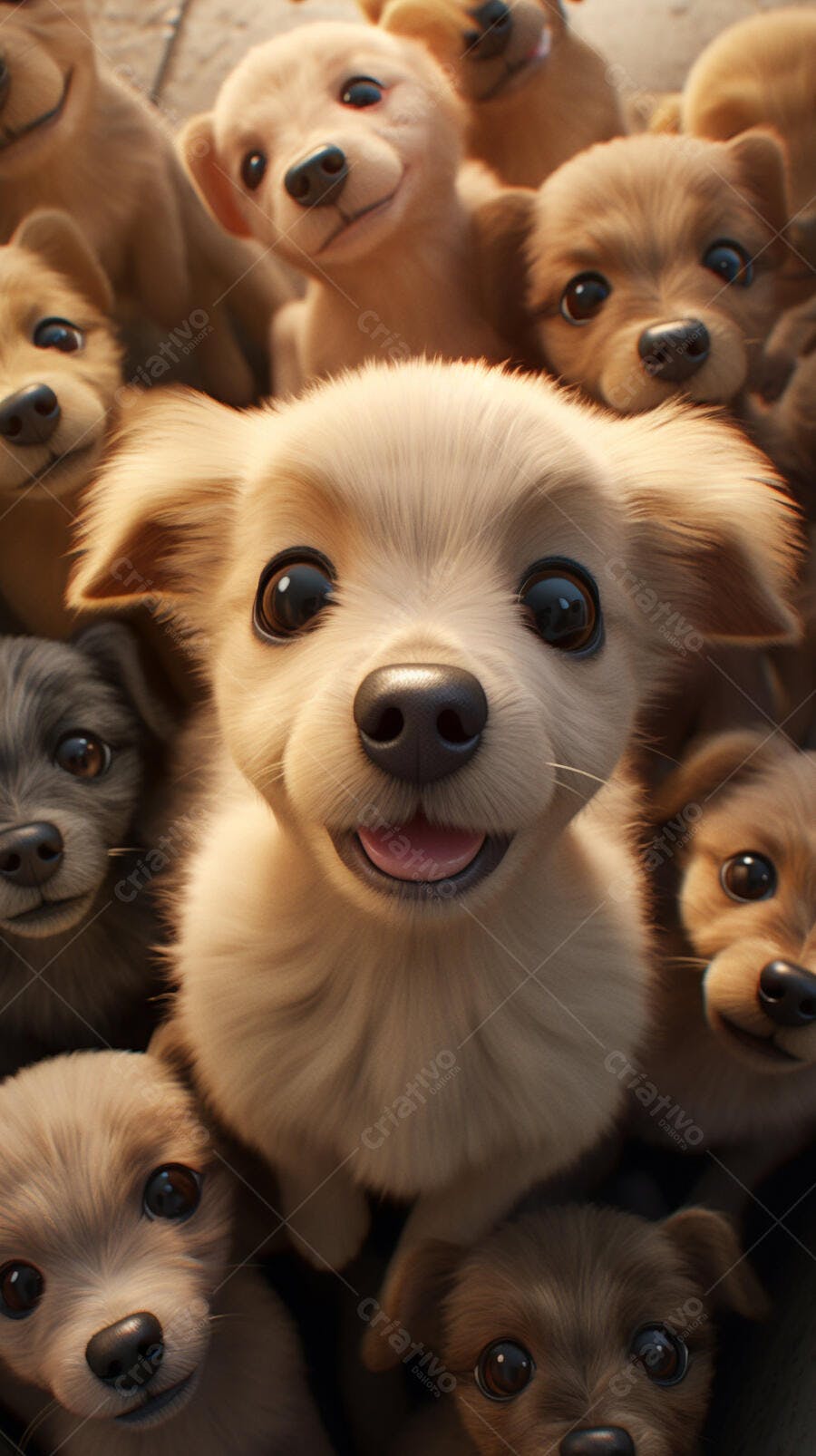 Cachorros fofos em grupo abraço caloroso