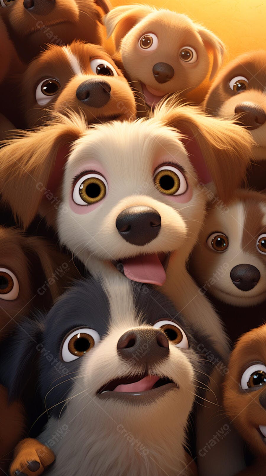 Cachorros animados fofos juntos imagem 3D