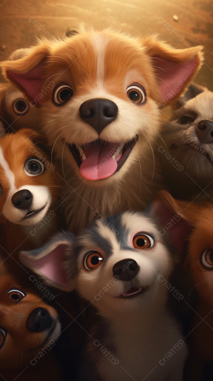 Cachorros fofos em selfie divertida