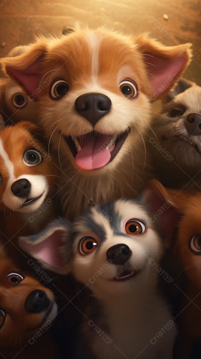 Filhotes de Cachorros Fofos - Imagem Alegre e Encantadora