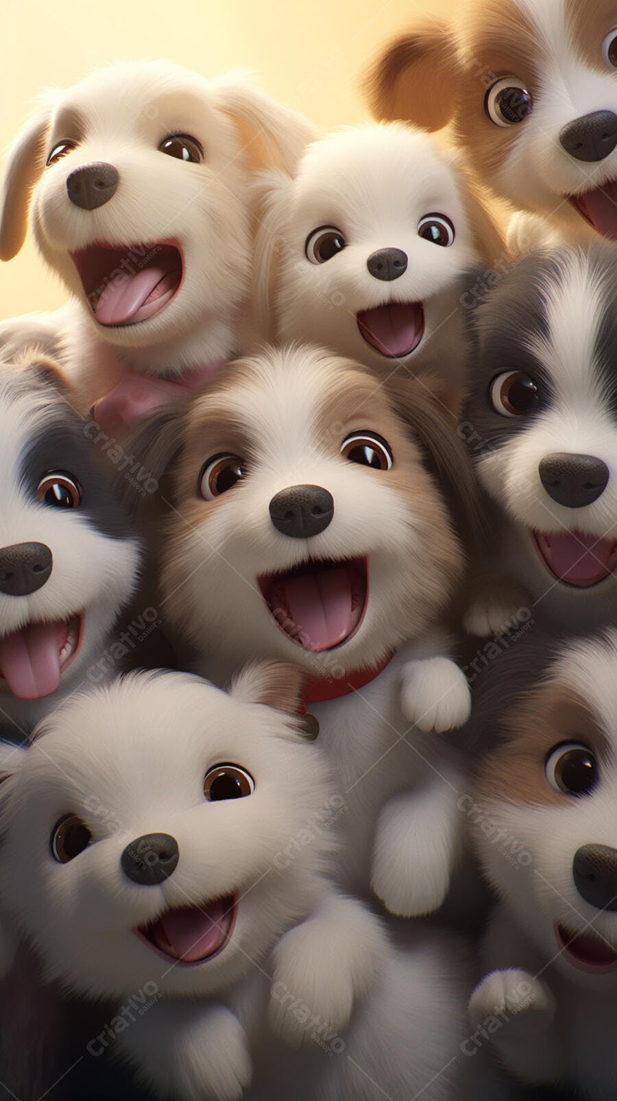 Cachorros fofinhos sorrindo juntos