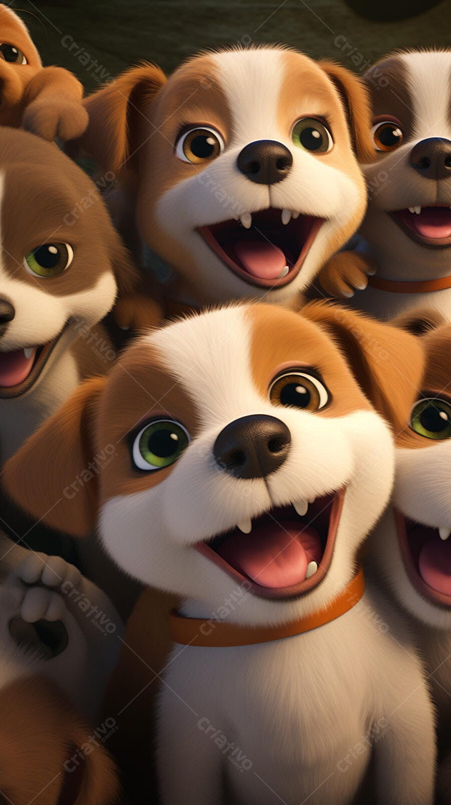 Cachorros animados marrons e brancos