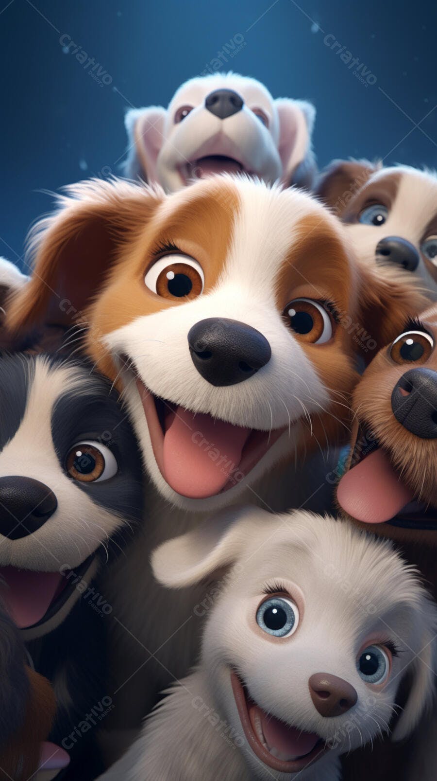 Cães fofos em selfie animada