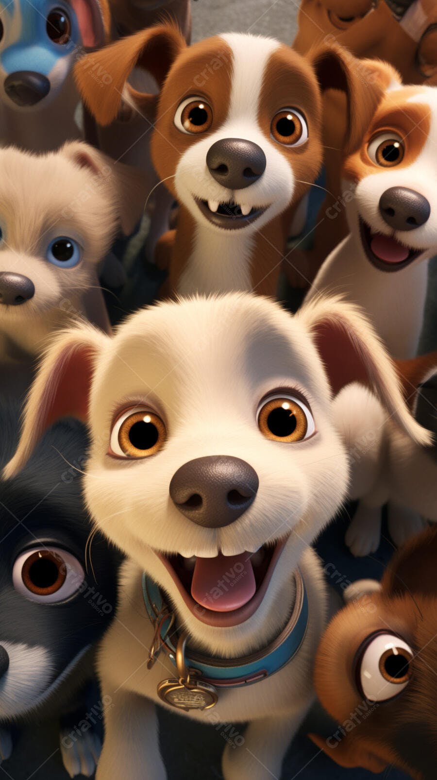 Cachorros animados sorrindo juntos