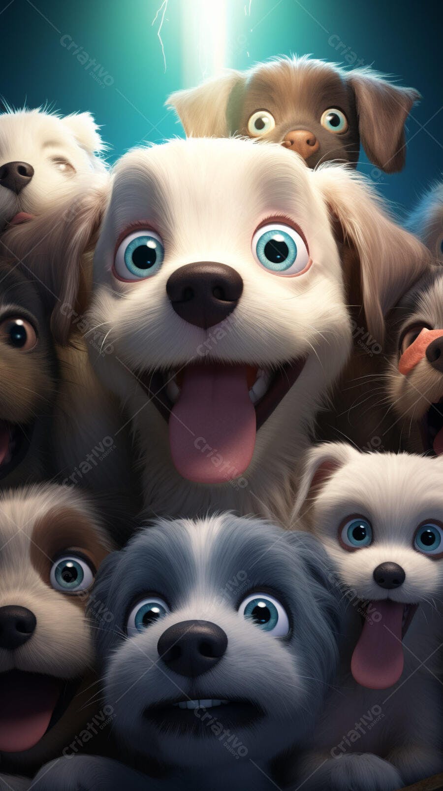Cachorros fofos em close azul-esverdeado