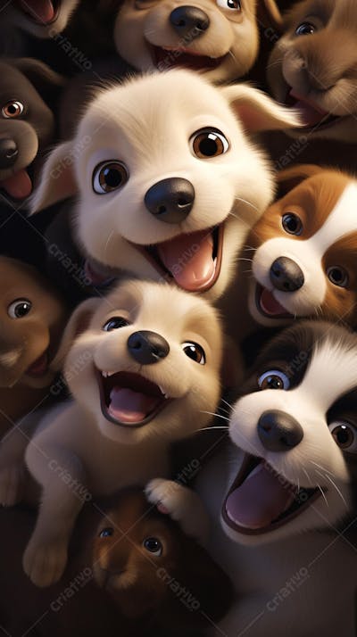 Filhotes de Cachorros Fofos - Imagem Alegre e Encantadora