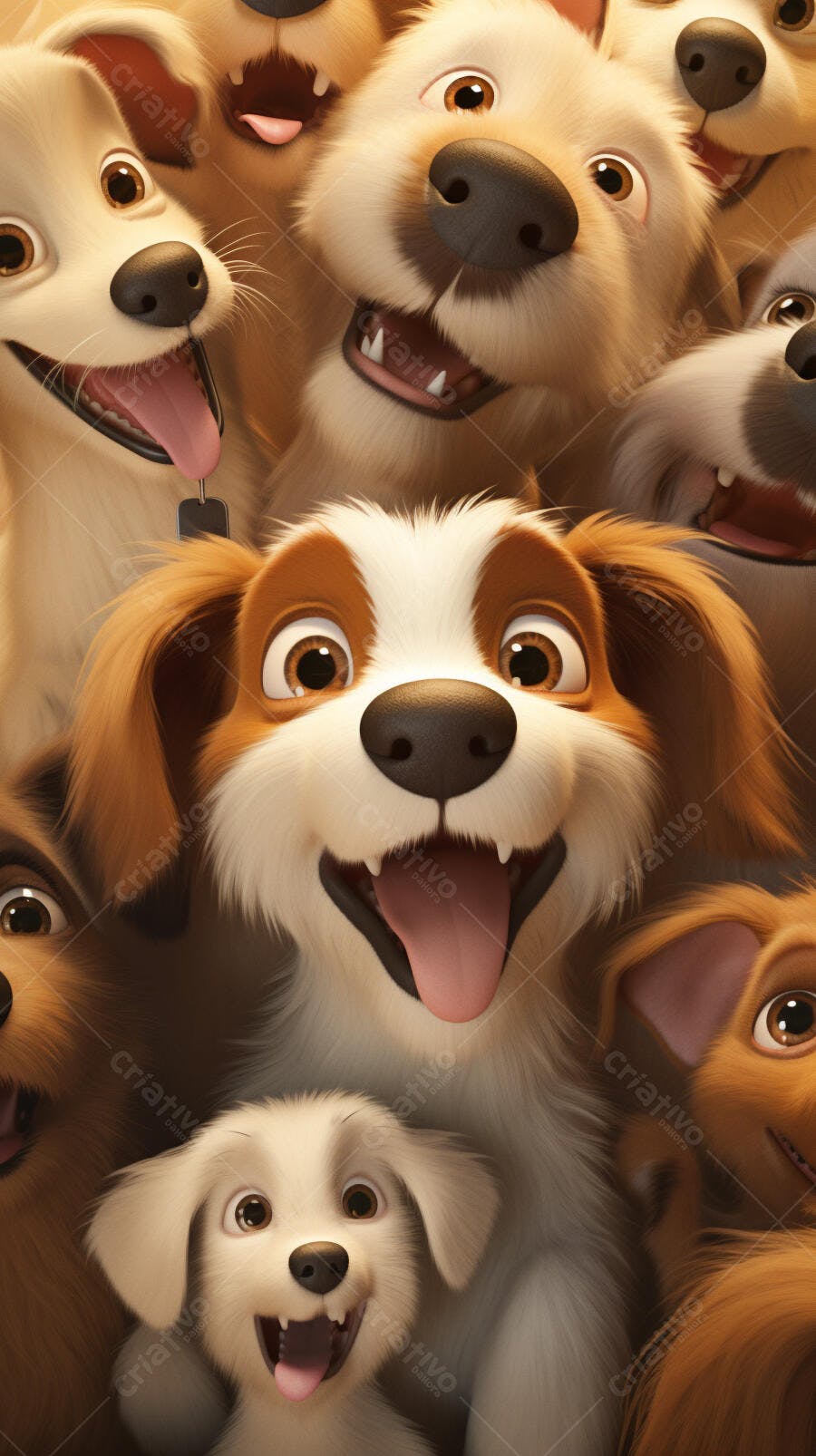 Cachorros animados sorrindo juntos
