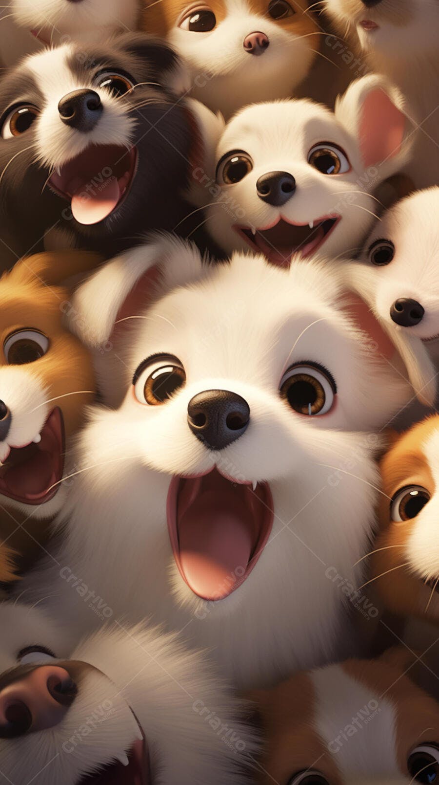 Cachorros fofos em selfie alegre
