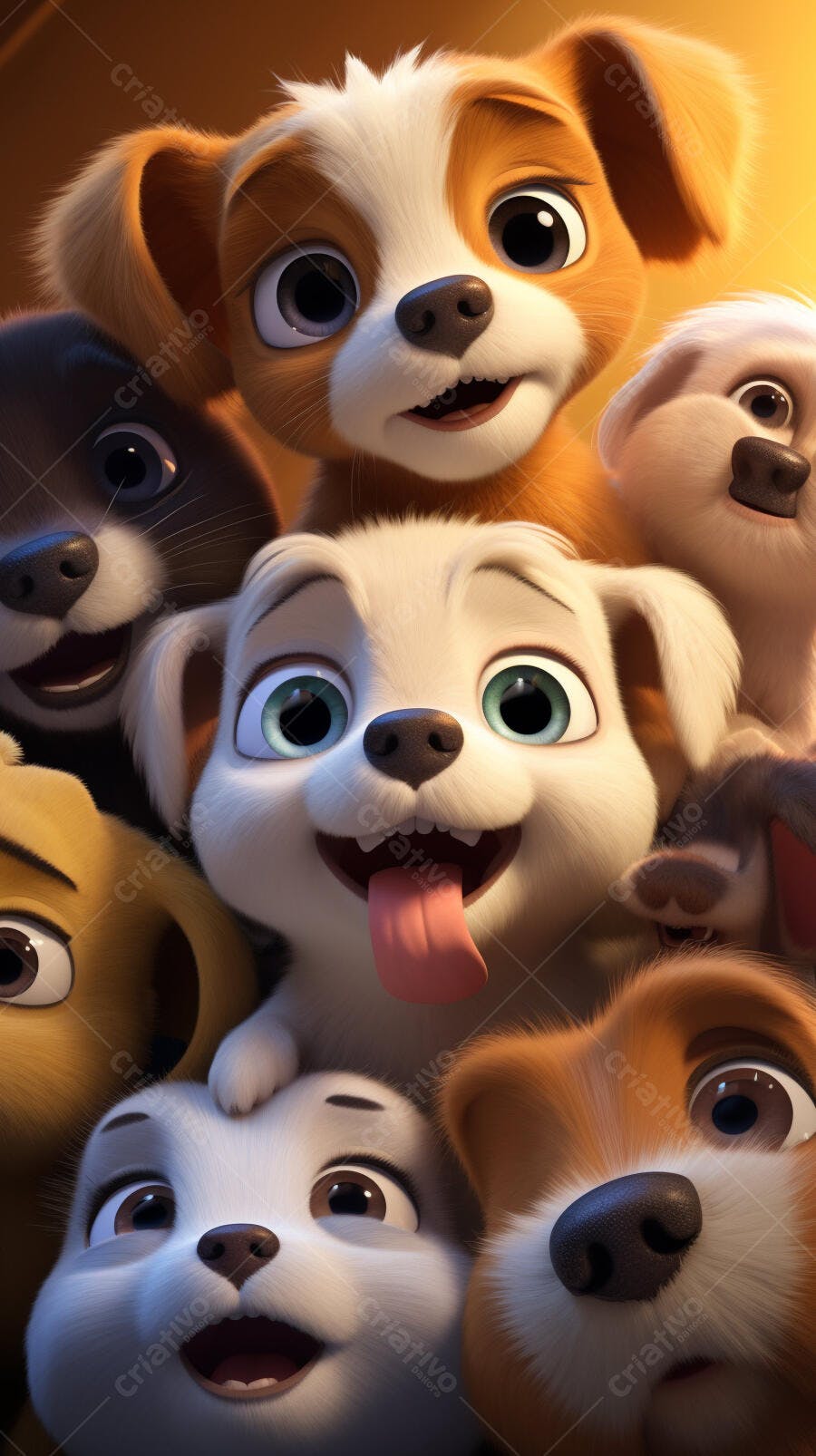 Cachorros animados fofos juntos