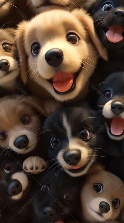 Filhotes de Cachorros Fofos - Imagem Alegre e Encantadora