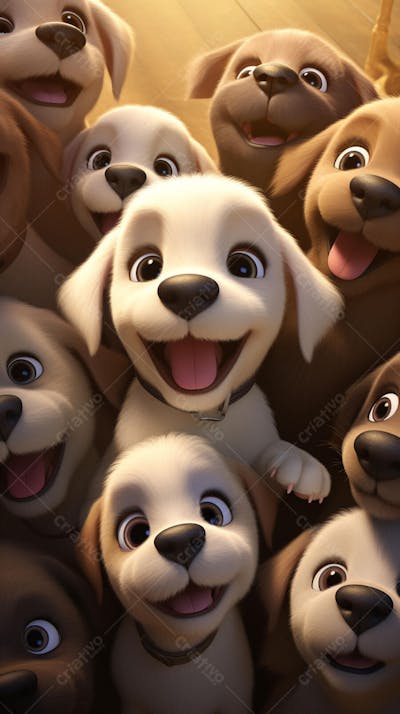 Filhotes de Cachorros Fofos - Imagem Alegre e Encantadora