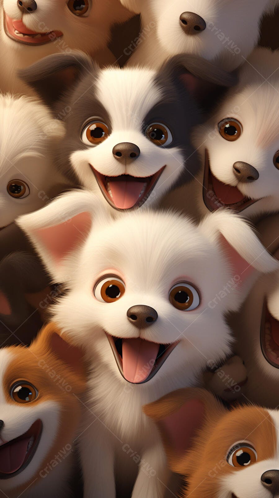 Cachorros animados sorrindo juntos