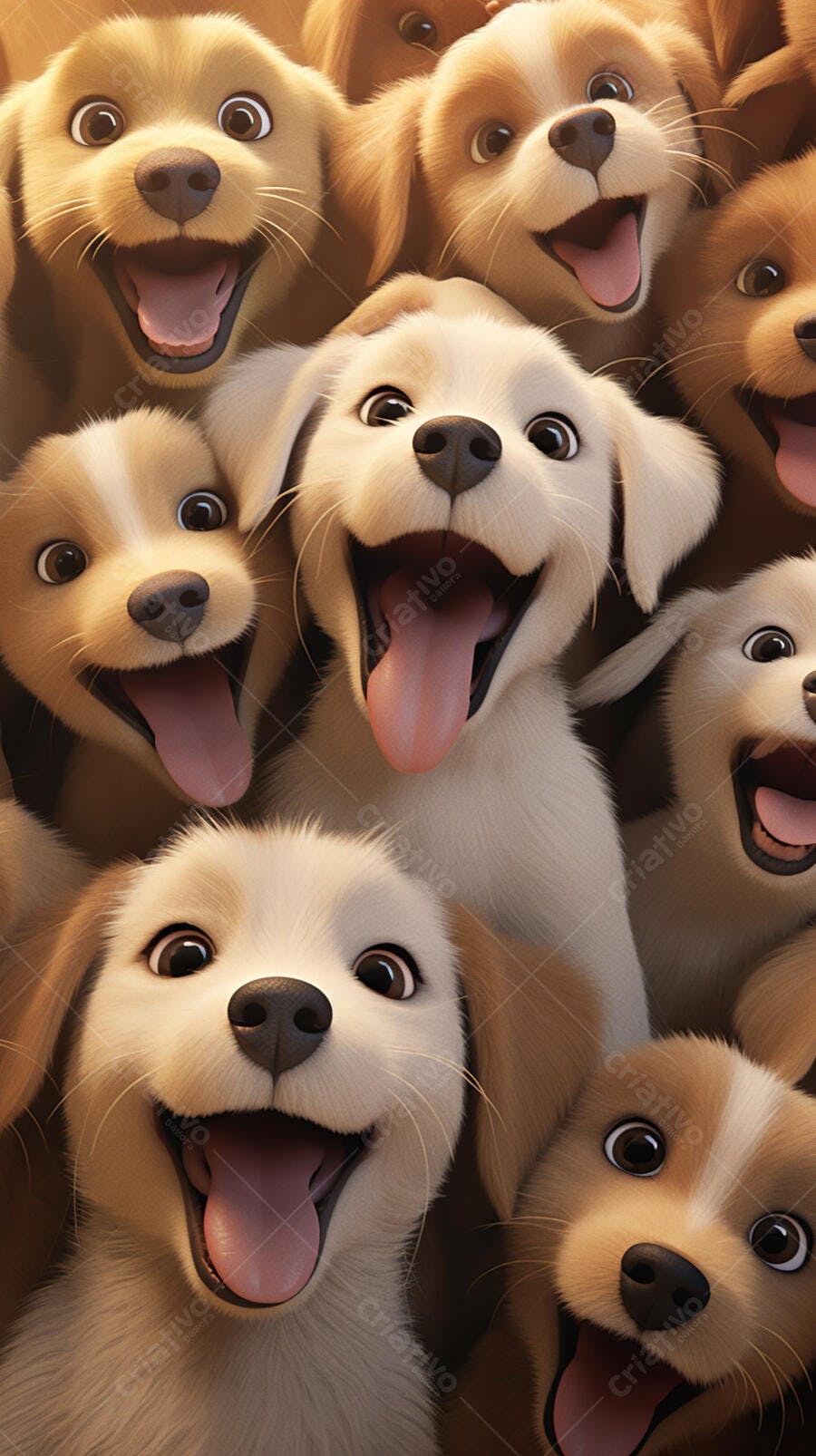 Cachorros fofos sorrindo juntos foto 3D