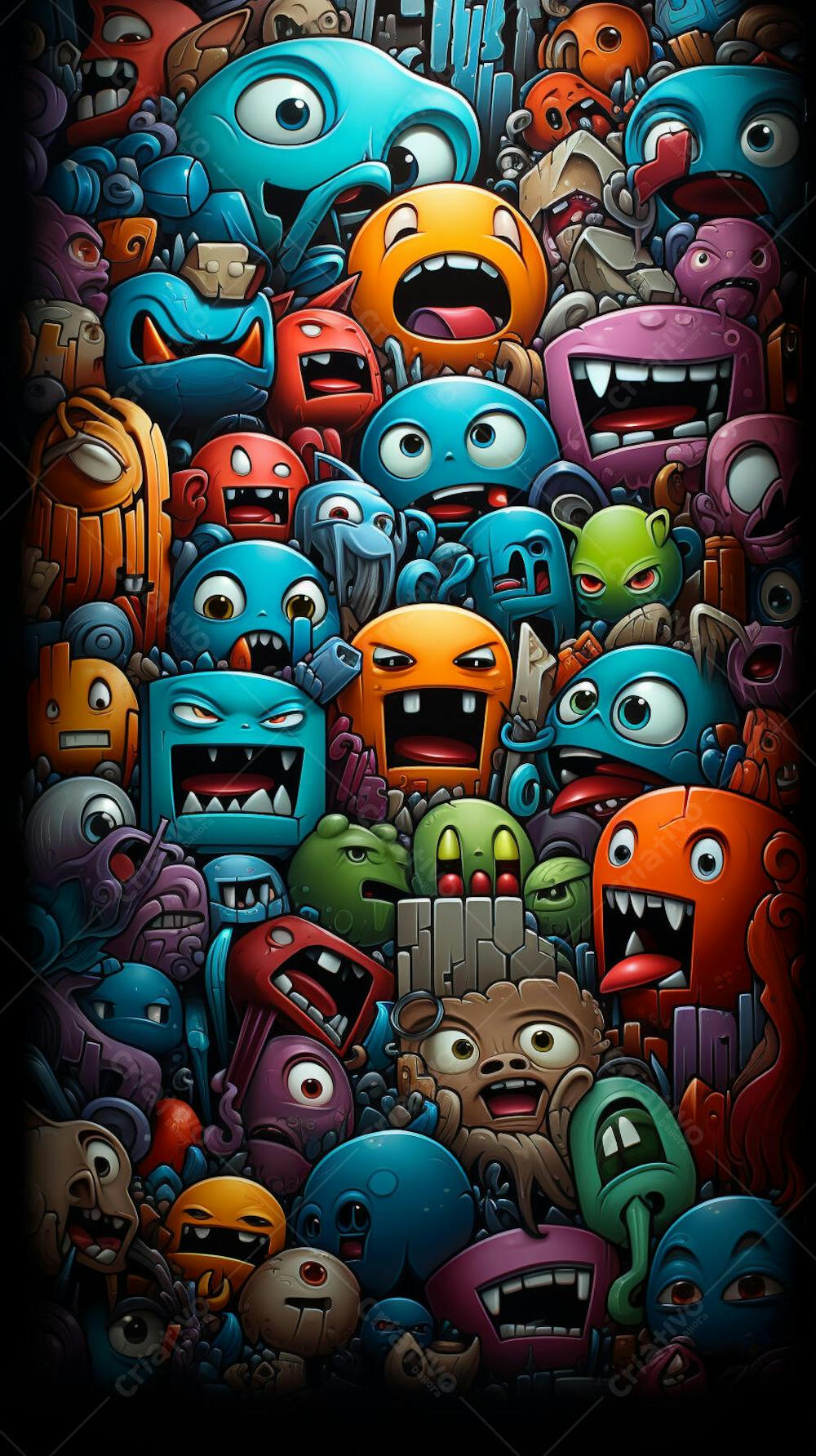 Grafite Estilo Sticker Cartoon - Arte Urbana Criativa