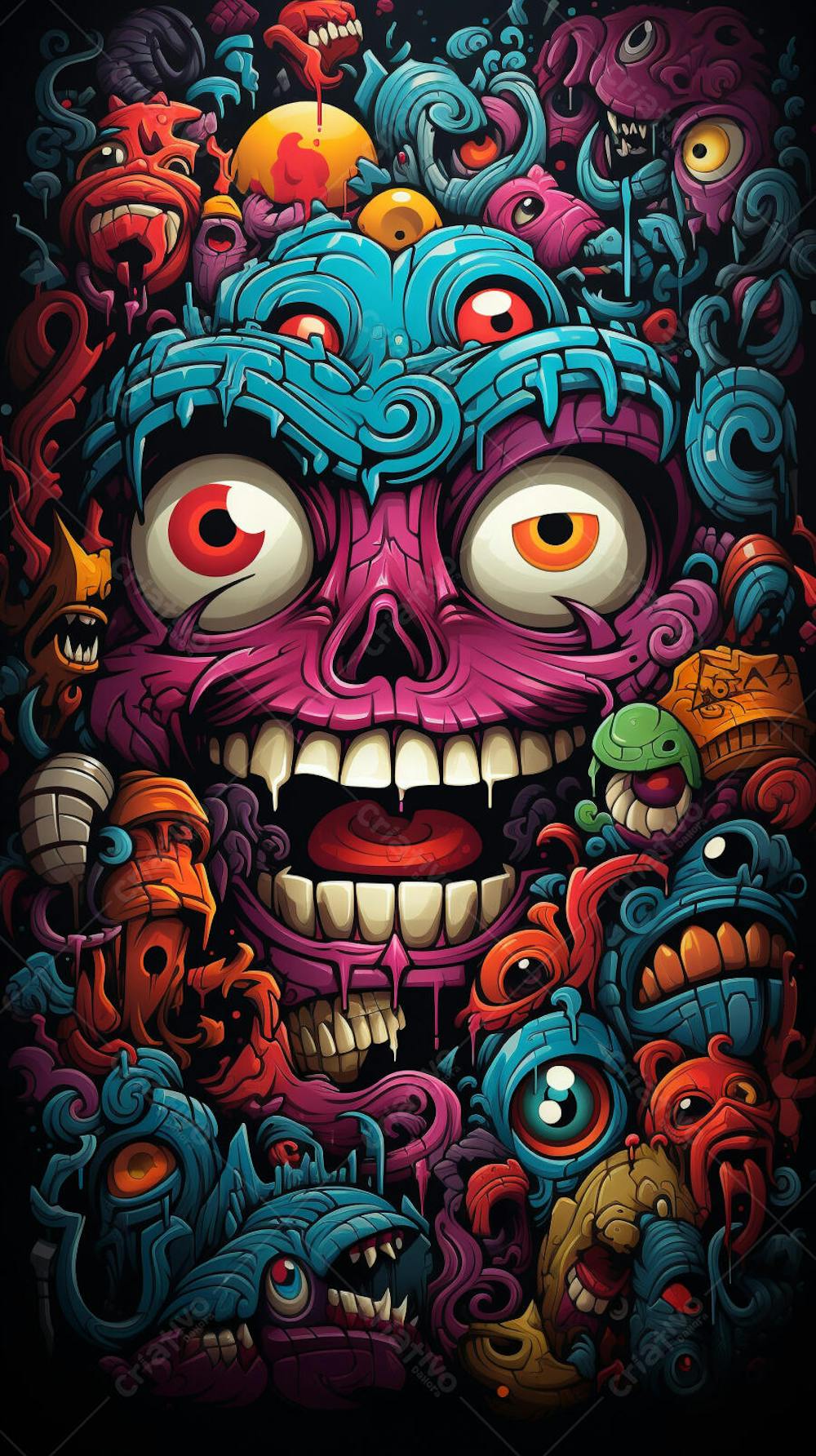 Grafite Estilo Sticker Cartoon - Arte Urbana Criativa
