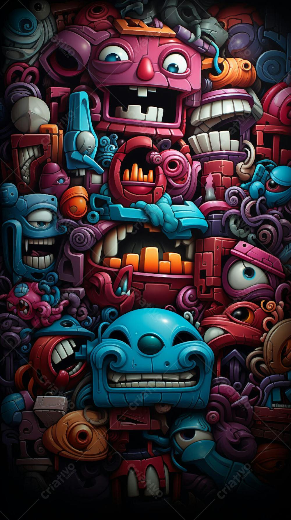 Grafite Estilo Sticker Cartoon - Arte Urbana Criativa