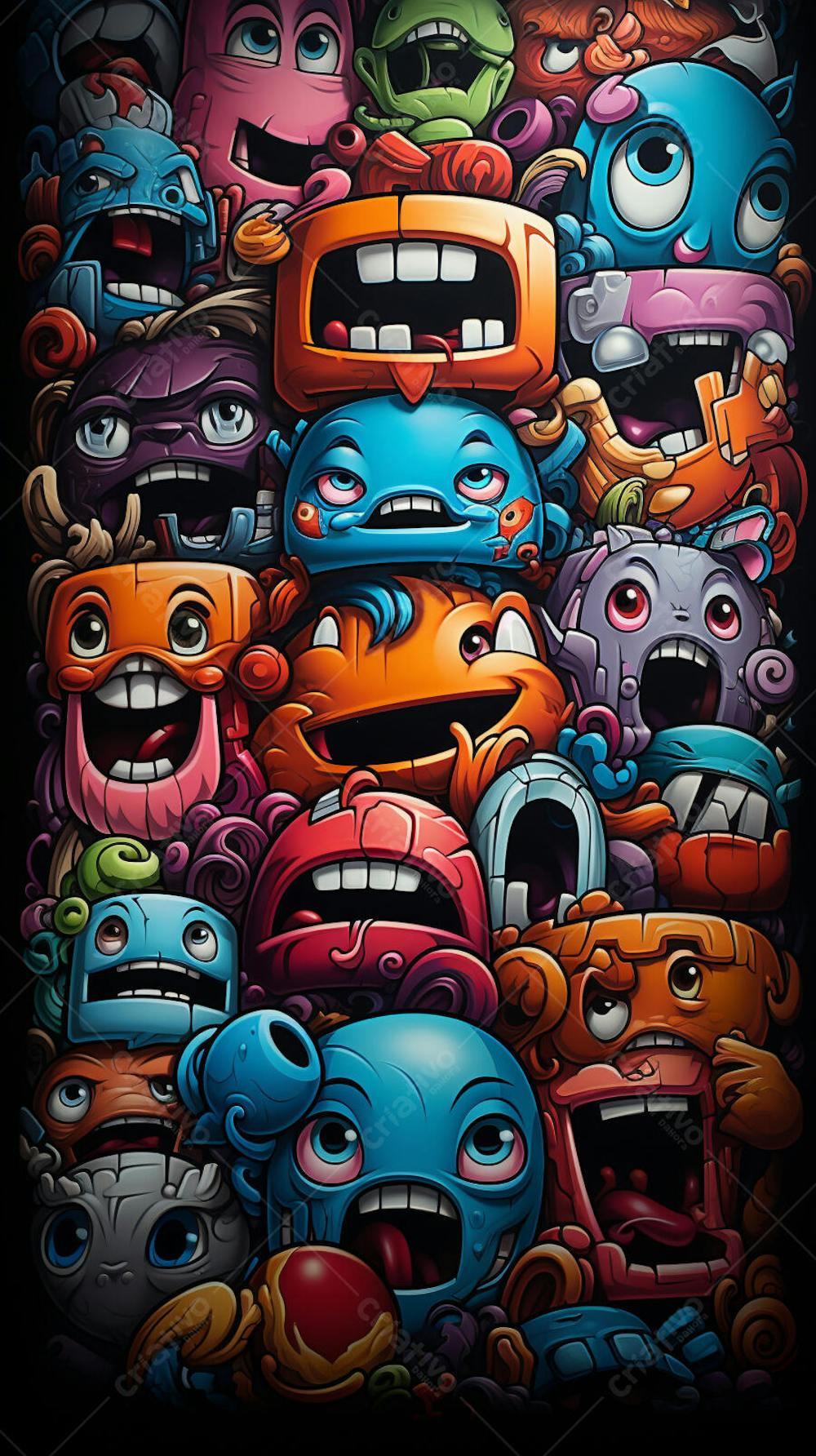 Grafite Estilo Sticker Cartoon - Arte Urbana Criativa