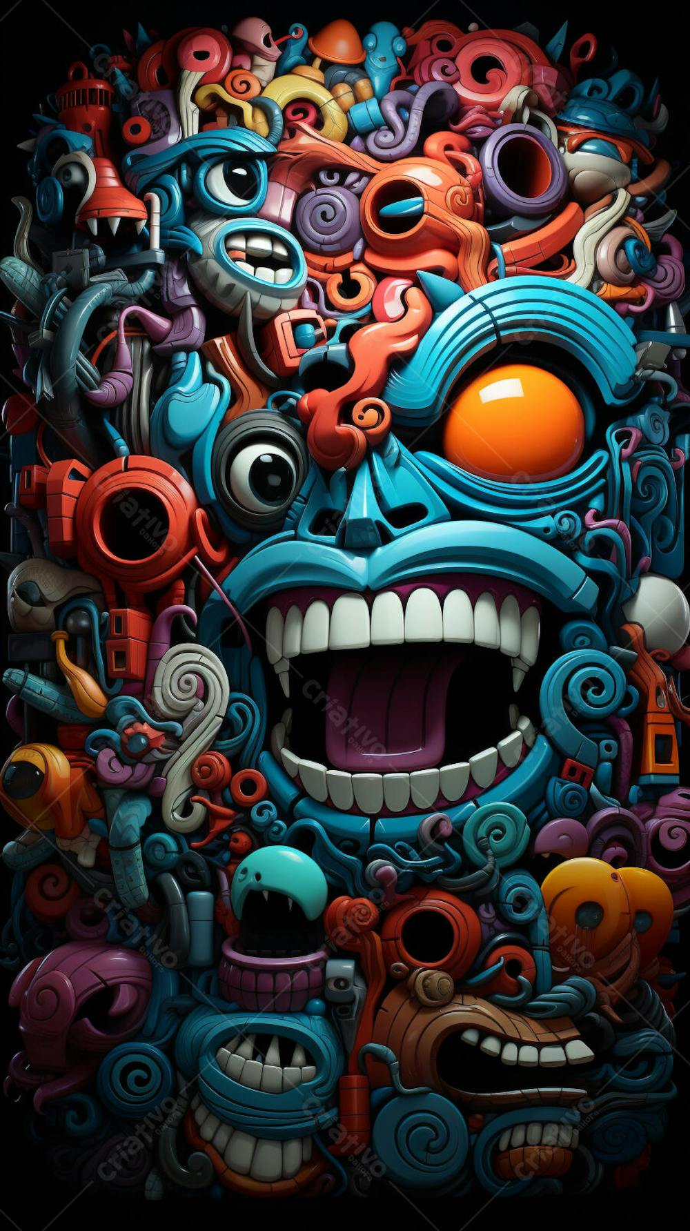 Grafite Estilo Sticker Cartoon - Arte Urbana Criativa