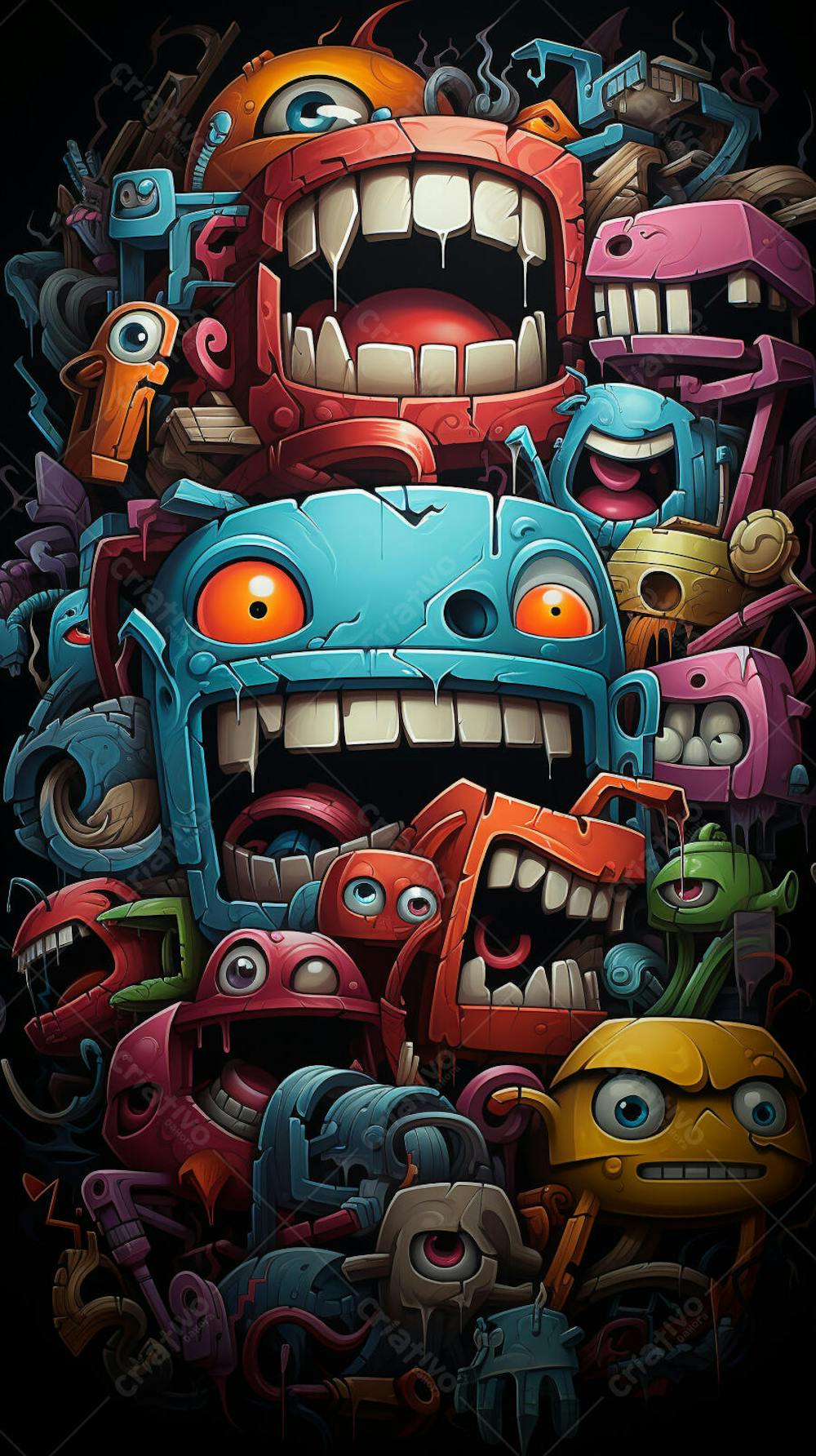 Grafite Estilo Sticker Cartoon - Arte Urbana Criativa