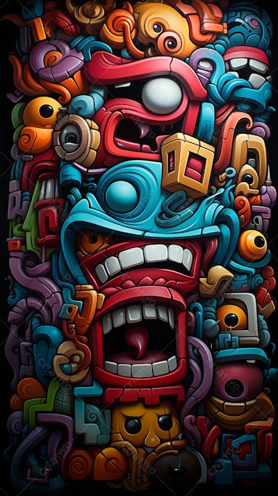 Grafite Estilo Sticker Cartoon - Arte Urbana Criativa