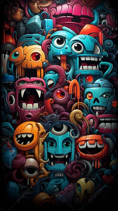 Grafite Estilo Sticker Cartoon - Arte Urbana Criativa