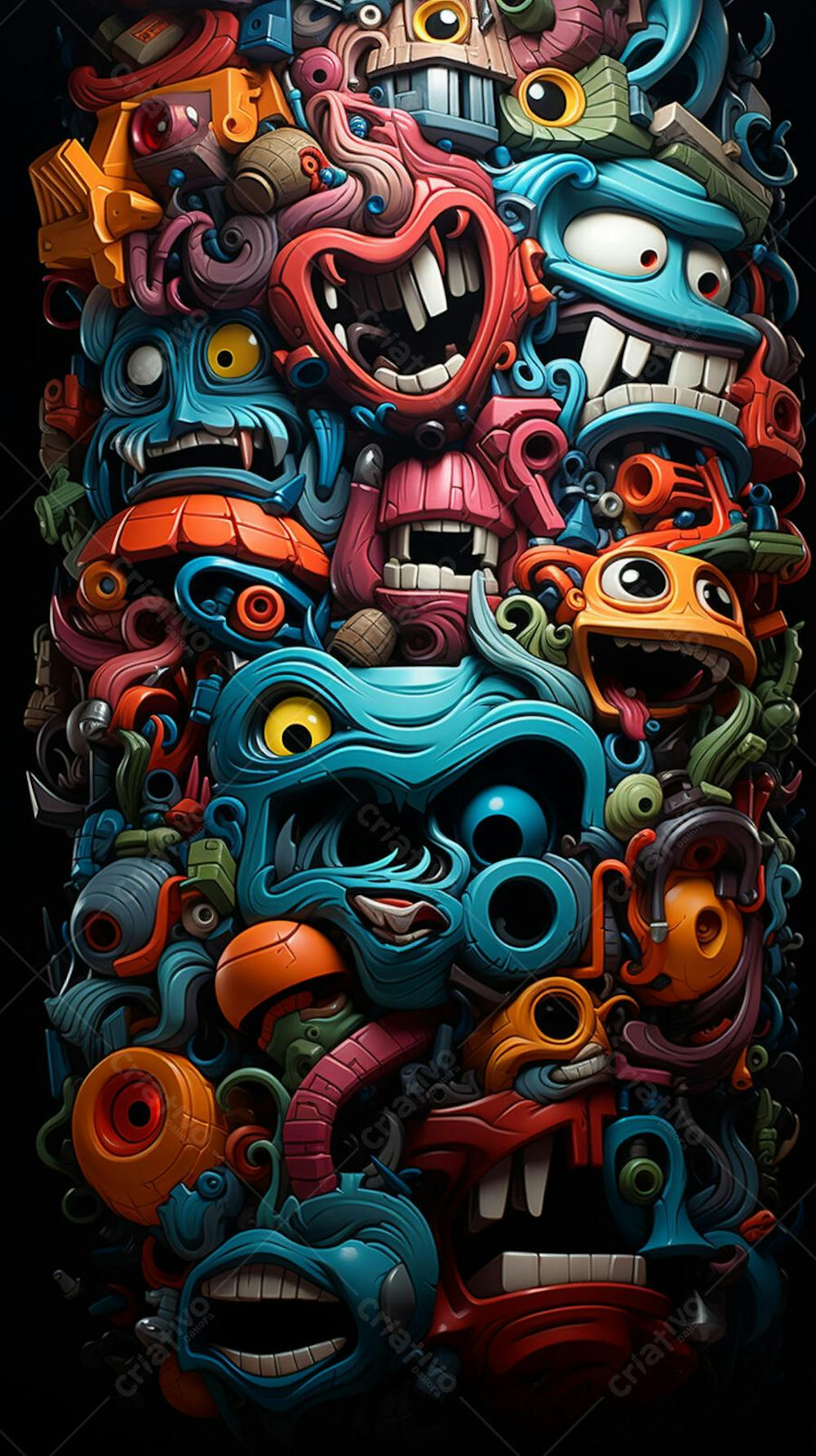 Grafite Estilo Sticker Cartoon - Arte Urbana Criativa