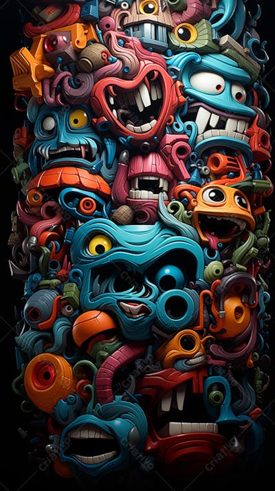 Grafite Estilo Sticker Cartoon - Arte Urbana Criativa