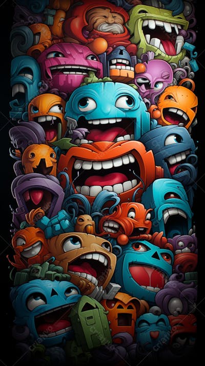 Grafite Estilo Sticker Cartoon - Arte Urbana Criativa