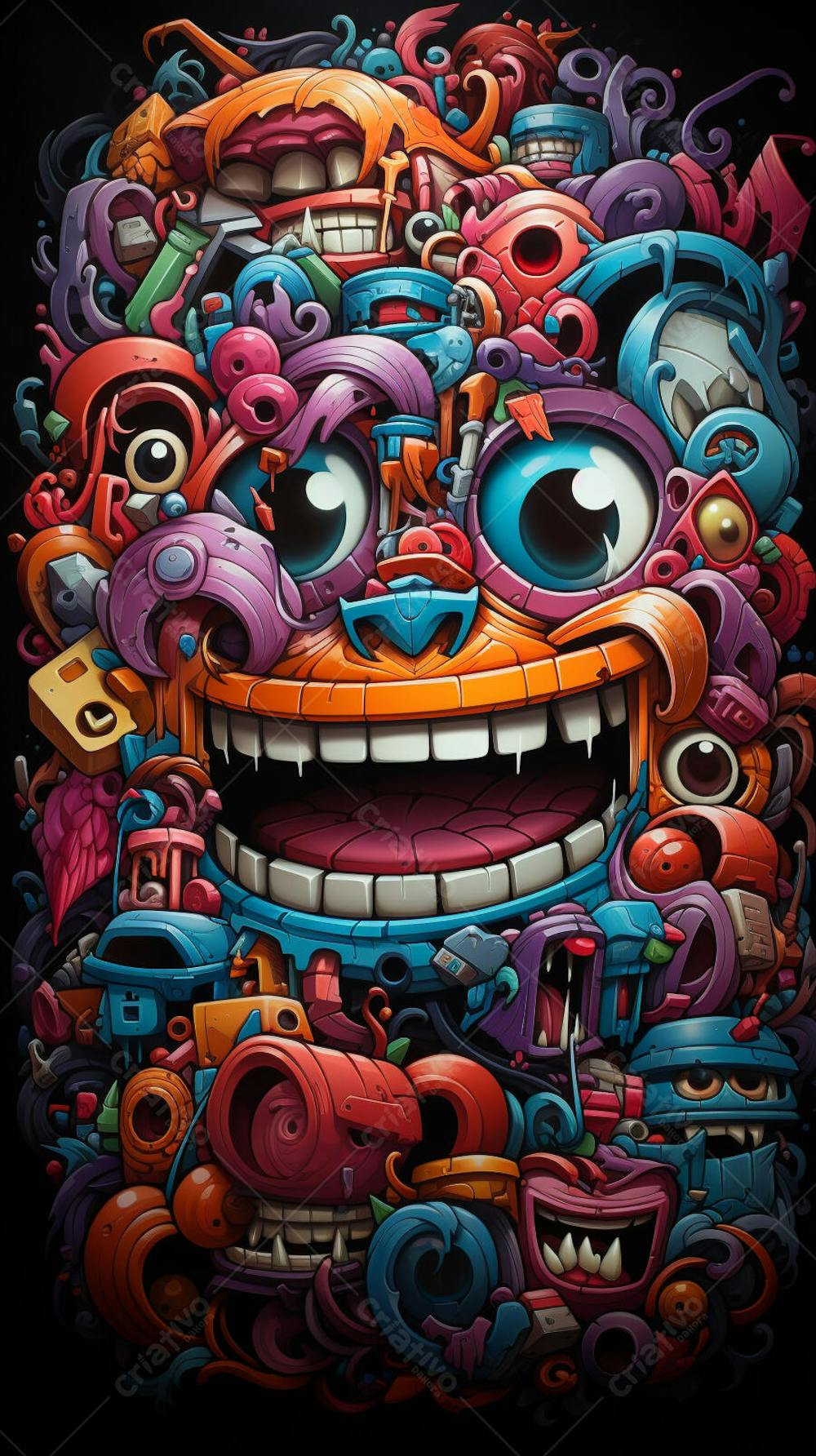 Grafite Estilo Sticker Cartoon - Arte Urbana Criativa