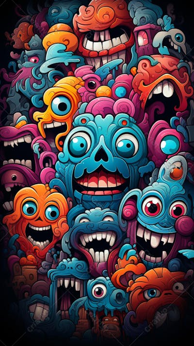 Grafite Estilo Sticker Cartoon - Arte Urbana Criativa