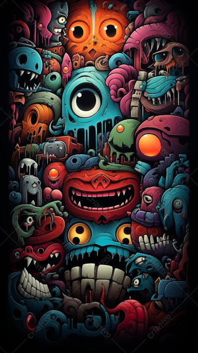 Grafite Estilo Sticker Cartoon - Arte Urbana Criativa