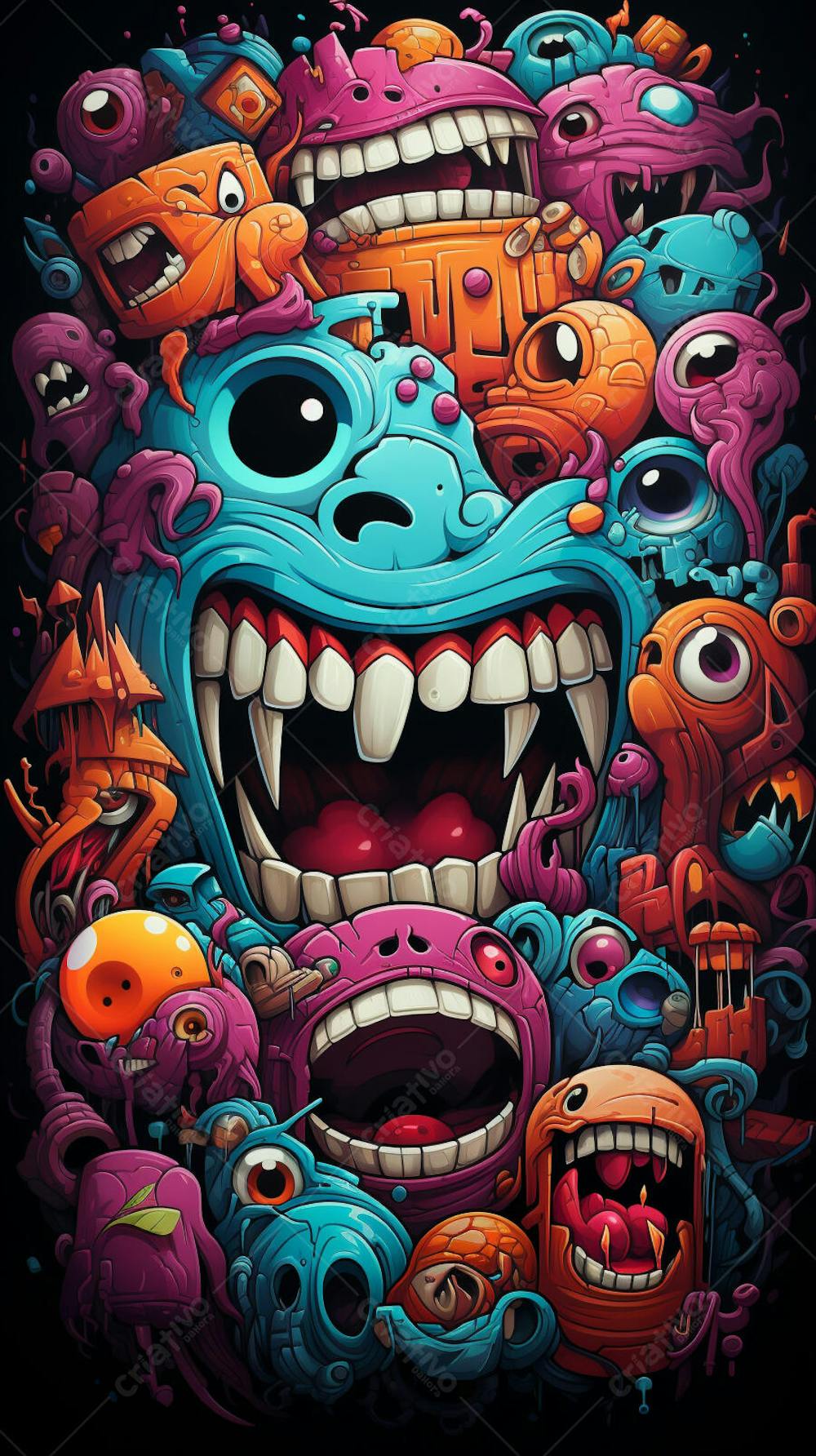 Grafite Estilo Sticker Cartoon - Arte Urbana Criativa