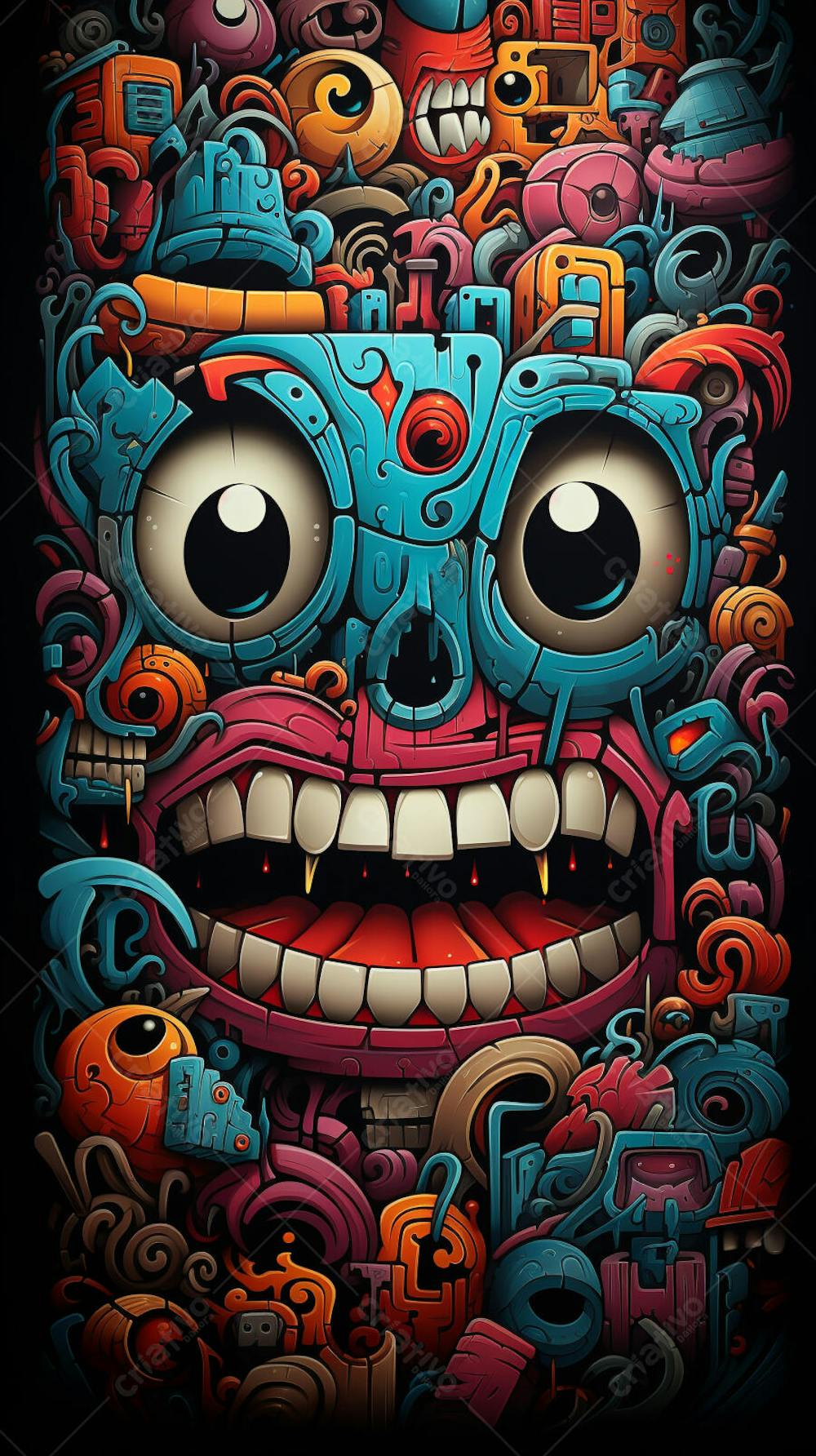 Grafite Estilo Sticker Cartoon - Arte Urbana Criativa