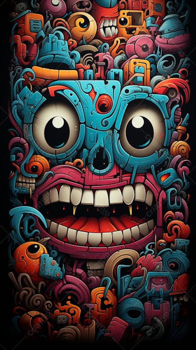 Grafite Estilo Sticker Cartoon - Arte Urbana Criativa