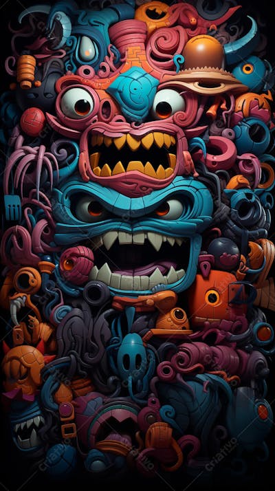 Grafite Estilo Sticker Cartoon - Arte Urbana Criativa