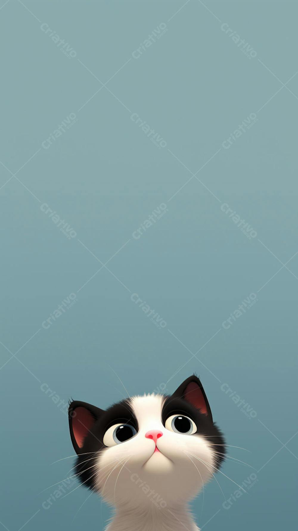 Wallpaper de Gato Fofo - Fundo Minimalista e Divertido