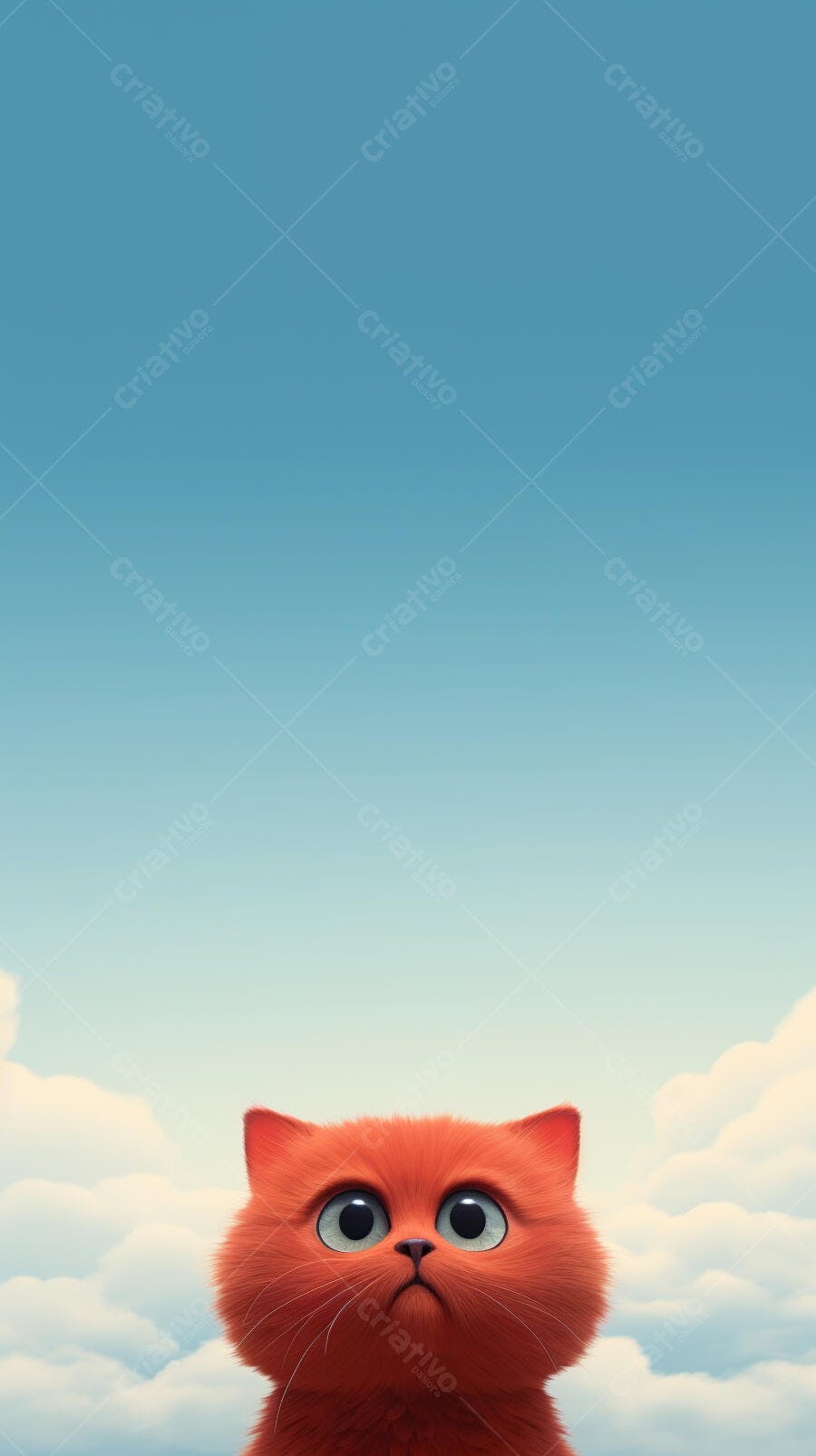 Gato Ruivo Olhando para o Céu