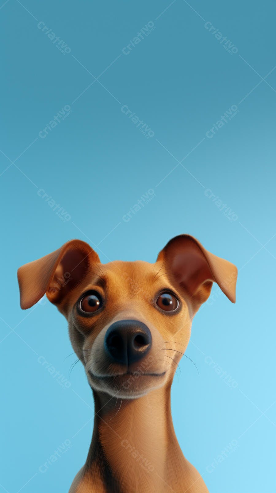 Cachorro Marrom Sorrindo Fundo Azul
