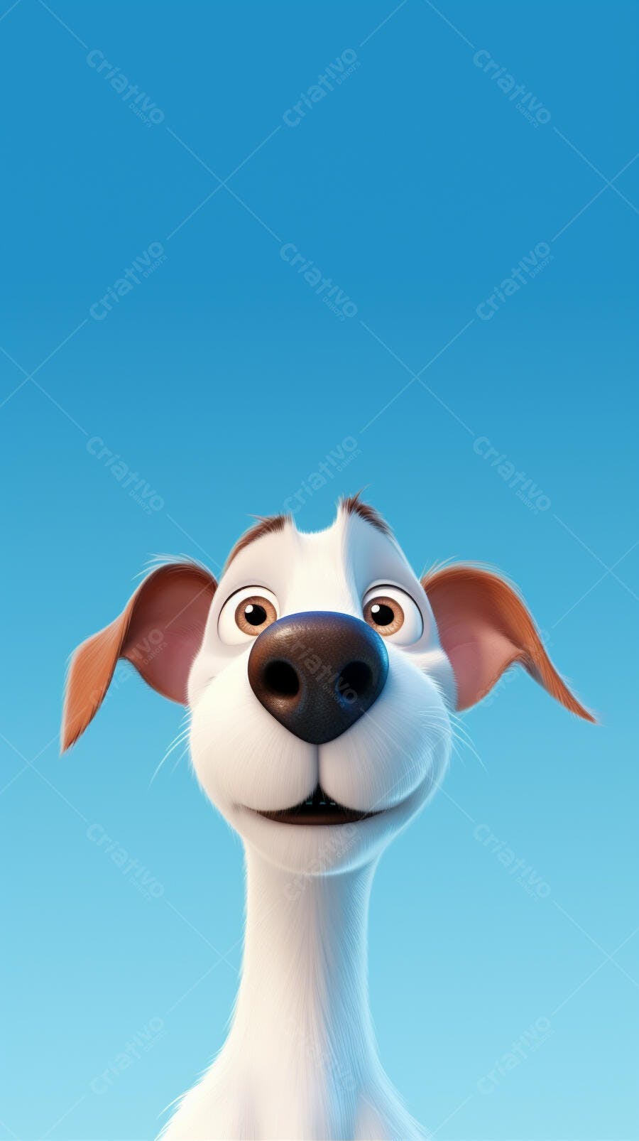 Cachorro animado fundo azul alegre