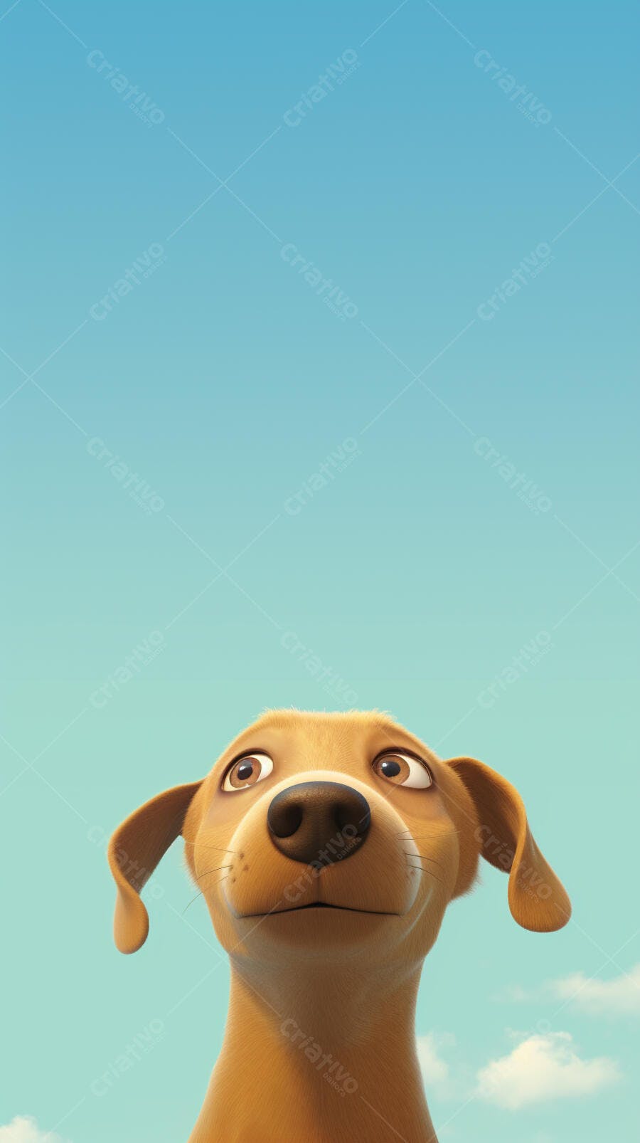 Cachorro Marrom Olhando para Cima