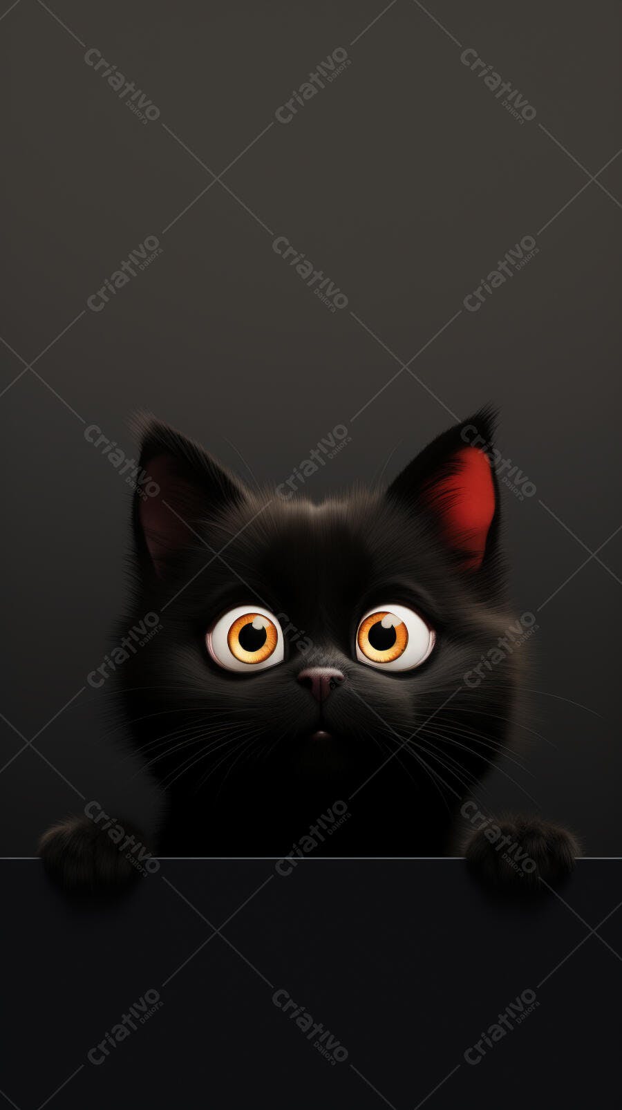 Gatinho preto curioso espiando