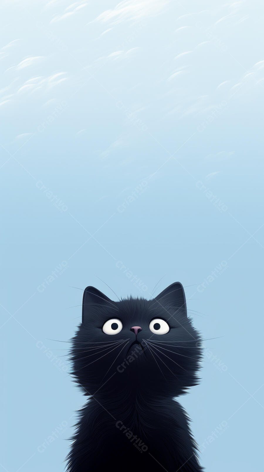 Gatinho Preto Olhando para Cima