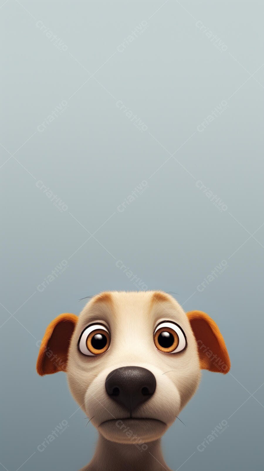 Cachorro animado triste fundo azul